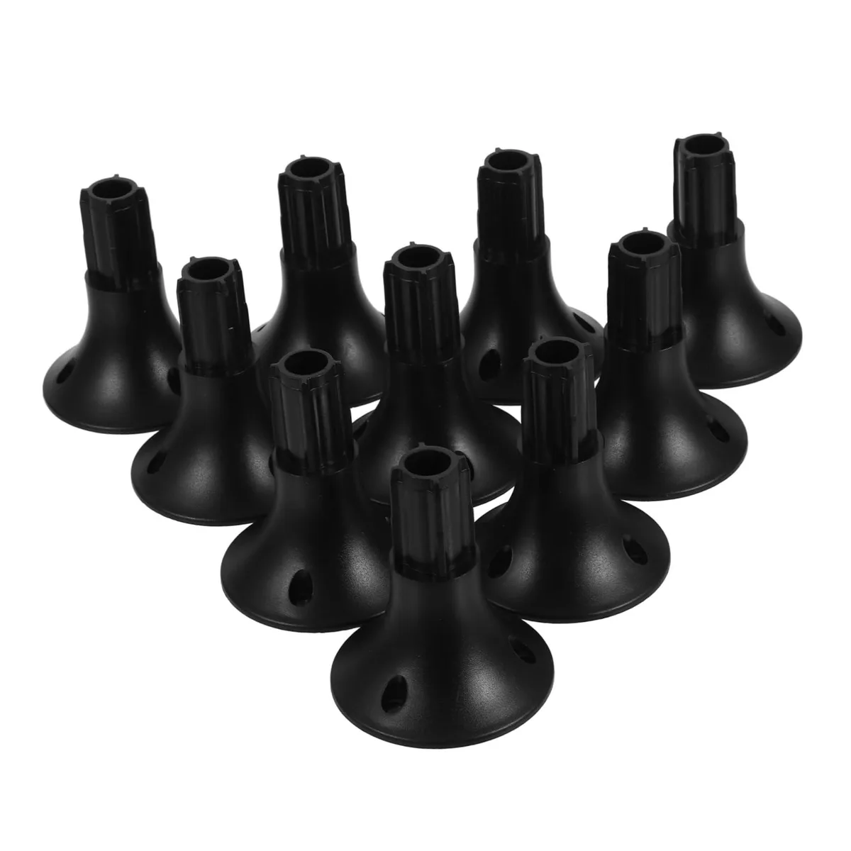Ten black rectangular ABS bases, each about 2.75 by 2.36 by 0.82 inches