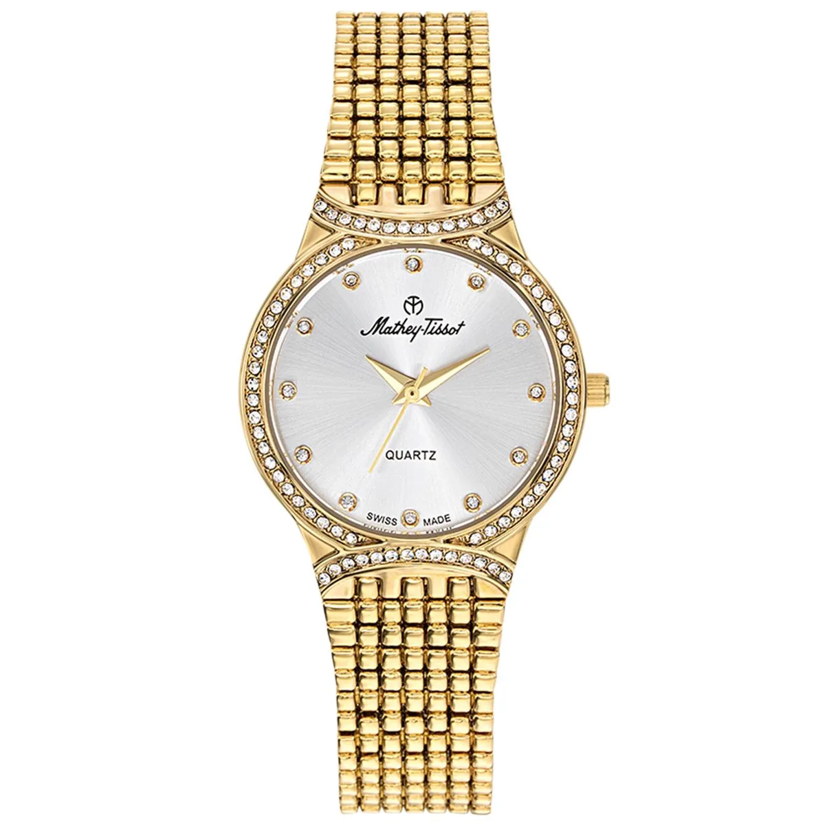 Silver stainless steel watch with silver dial and bracelet