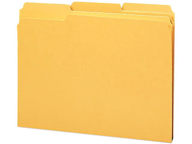 Smead Smead 12234 file folder, 1/3 cut, reinforced tab, letter, goldenrod, 100/box, 11-pt stock — product photo