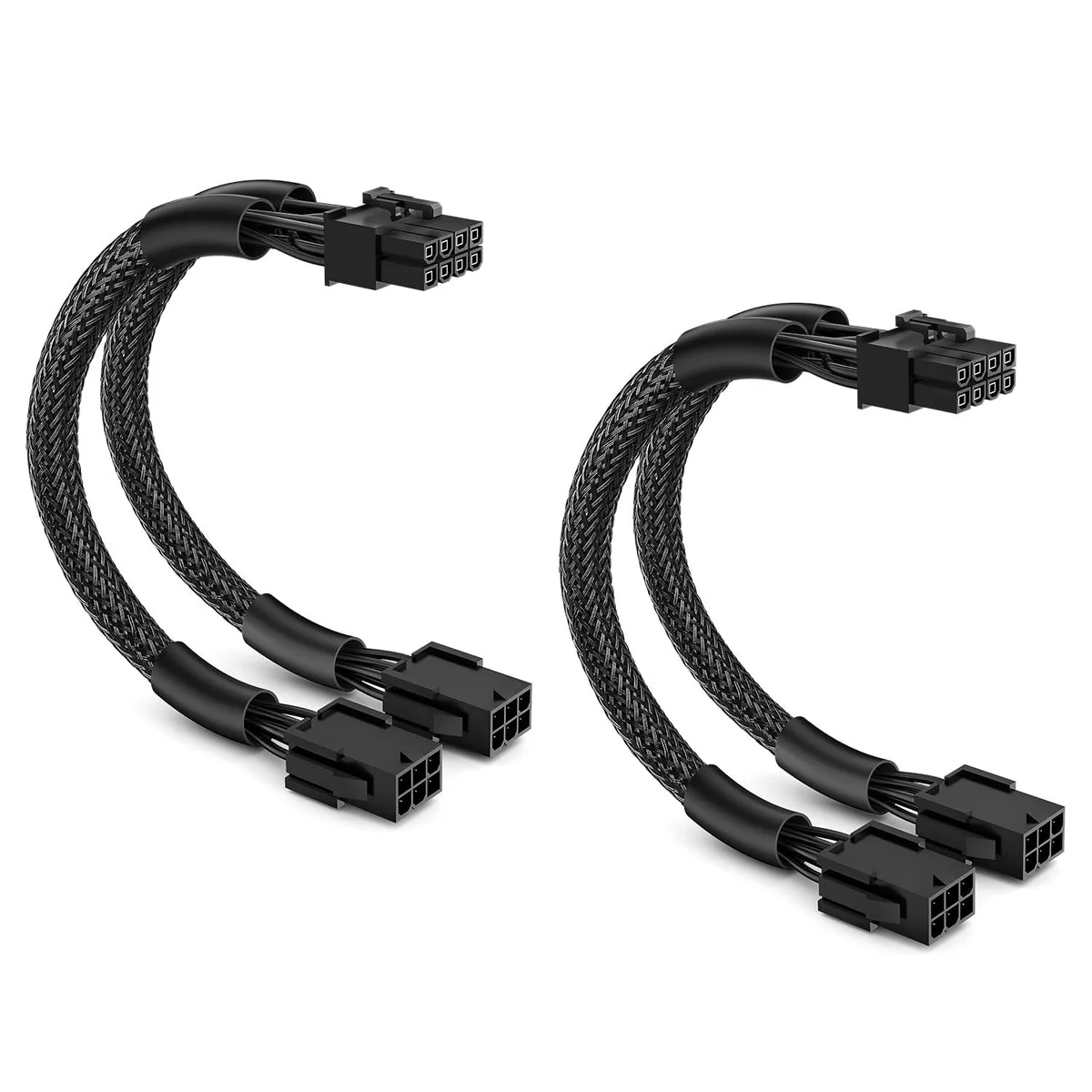  J&amp;D JD000914 PCIe Power Adapter Cable Dual 6 Pin Female to 8 Pin Male 9 Inch 2Pack — product photo