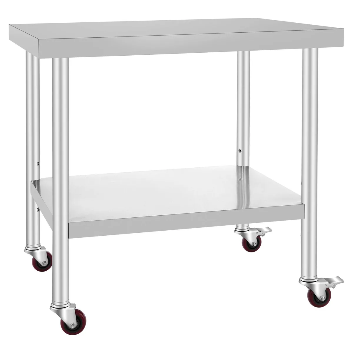 VEVOR VEVOR Stainless Steel Work Table 36 x 30 x 34 Inch 700 LBS 4 Wheels Silver — product photo