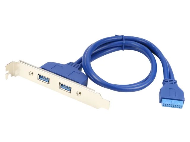 RIITOP RIITOP 20-pin to 2-Port USB 3.0 Bracket Cable 50cm Blue — product photo