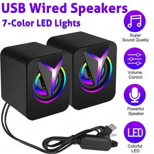  Logitech Computer Speakers 2.0 Wired USB 3.5mm Black RGB 6W — product photo