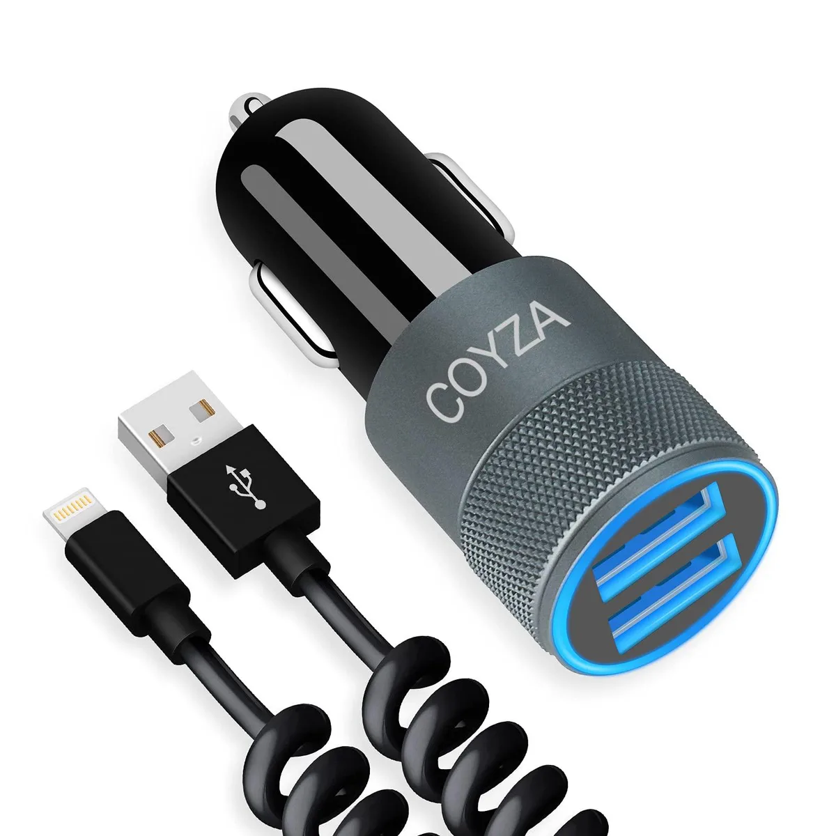 No Sew No Sew 3.1A Car Charger with Coiled Cable 5.5ft — product photo
