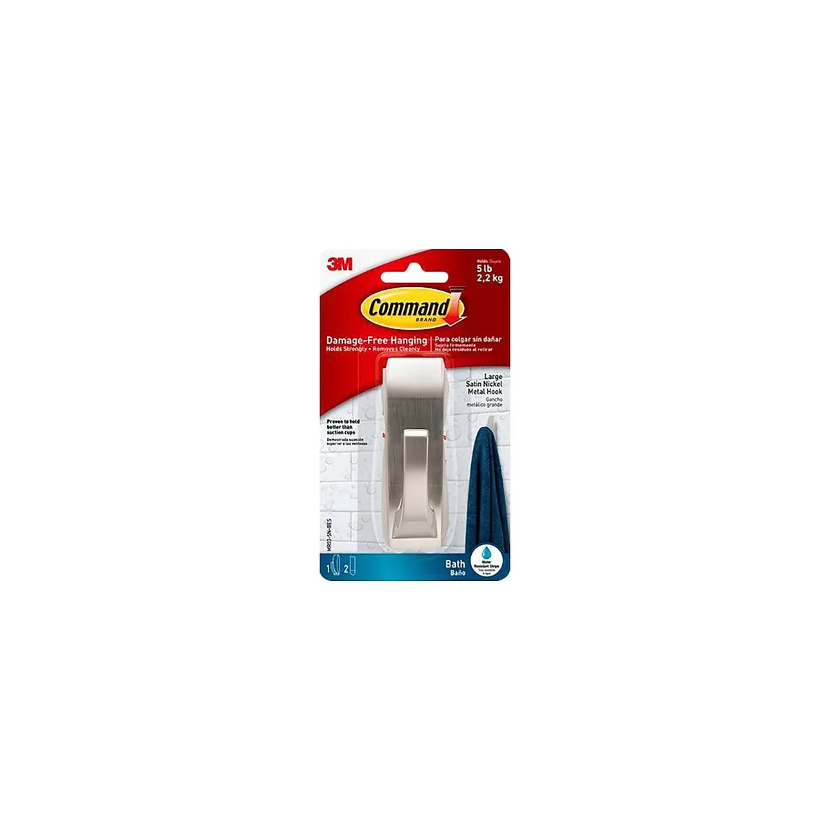 3M 3M Command Large Metal Hook MR03-SN-BES Satin Nickel — product photo
