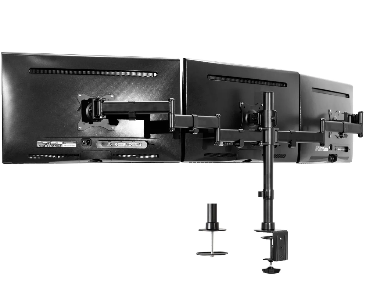 VIVO VIVO Triple Monitor Mount Stand-V003M 3×24" C-Clamp/Grommet — product photo