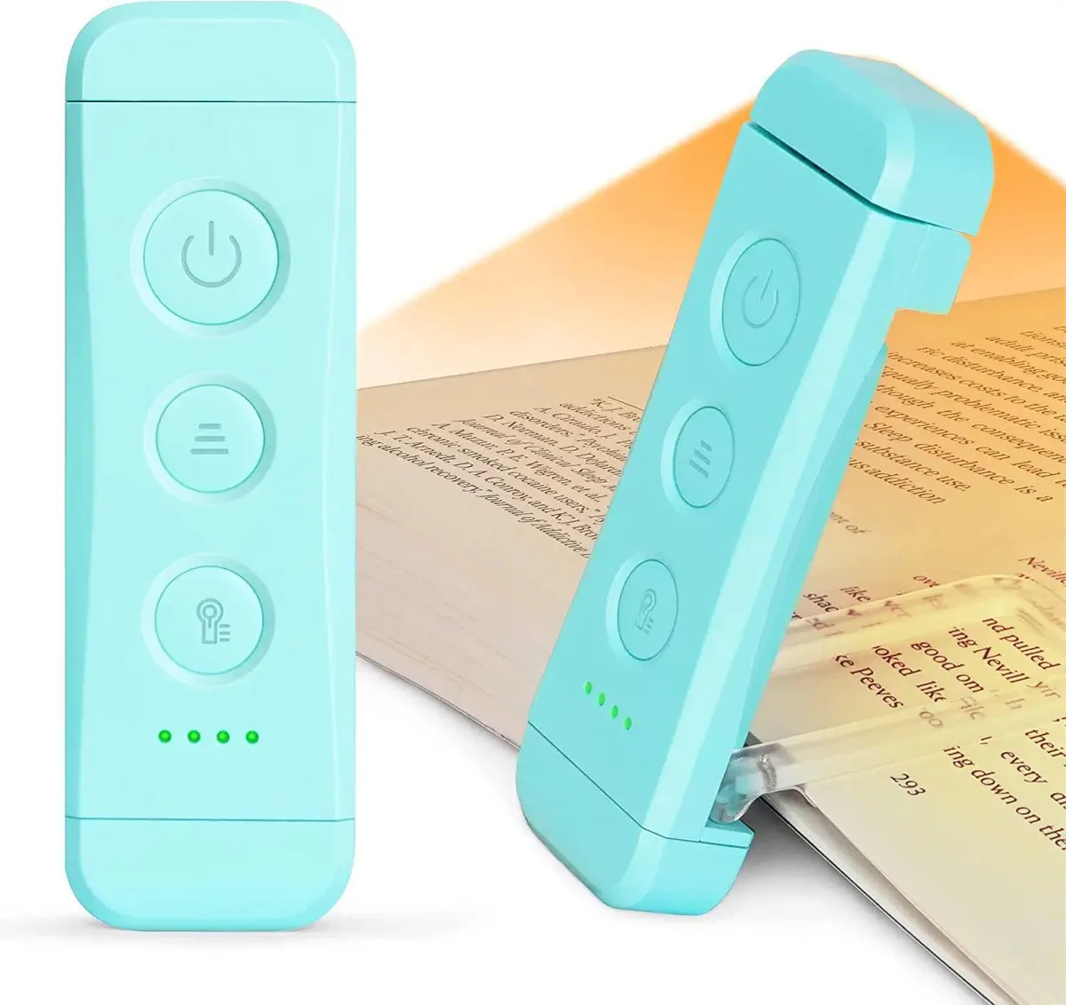 Compact clip-on LED book light with flexible neck and USB charging port