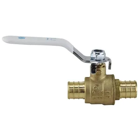 Brass PEX barb ball valve with quarter-turn lever handle