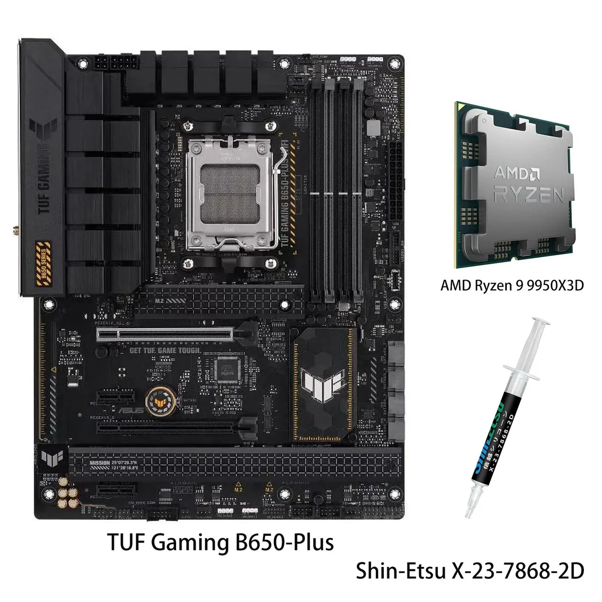 ASUS ASUS TUF Gaming B650-Plus + Ryzen 9 9950X3D AMD motherboard &amp; CPU combo — product photo
