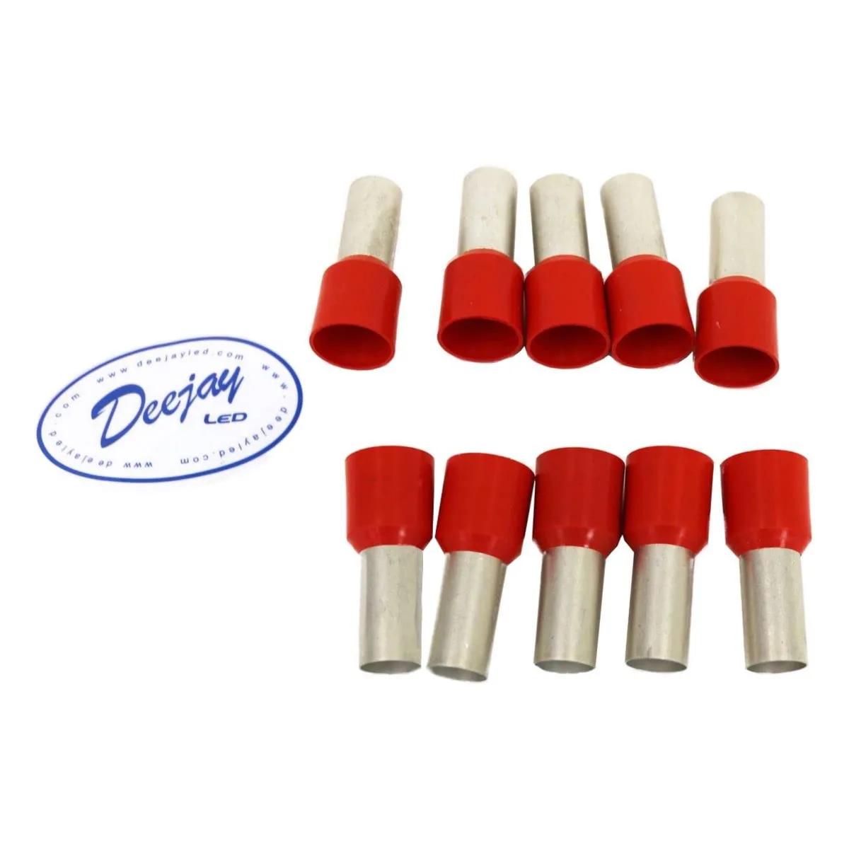 Red insulated ferrule crimp connector for 2 gauge wire