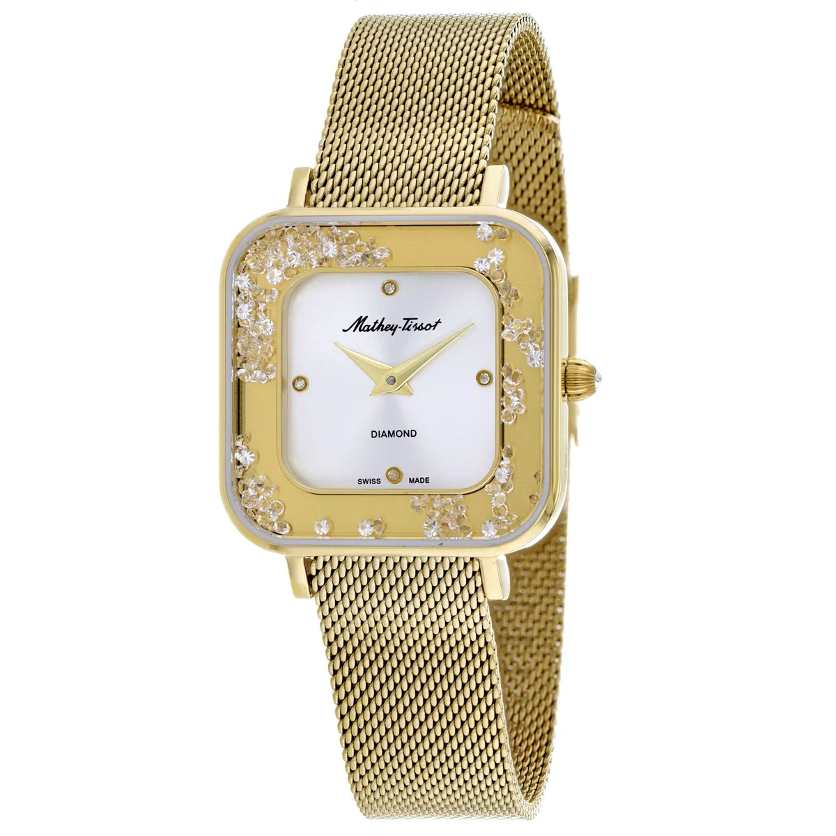 Silver dial stainless steel watch with matching bracelet, quartz movement, sapphire crystal, 50 metre water resistance