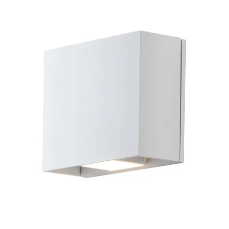 White aluminum and glass wall sconce with two lights