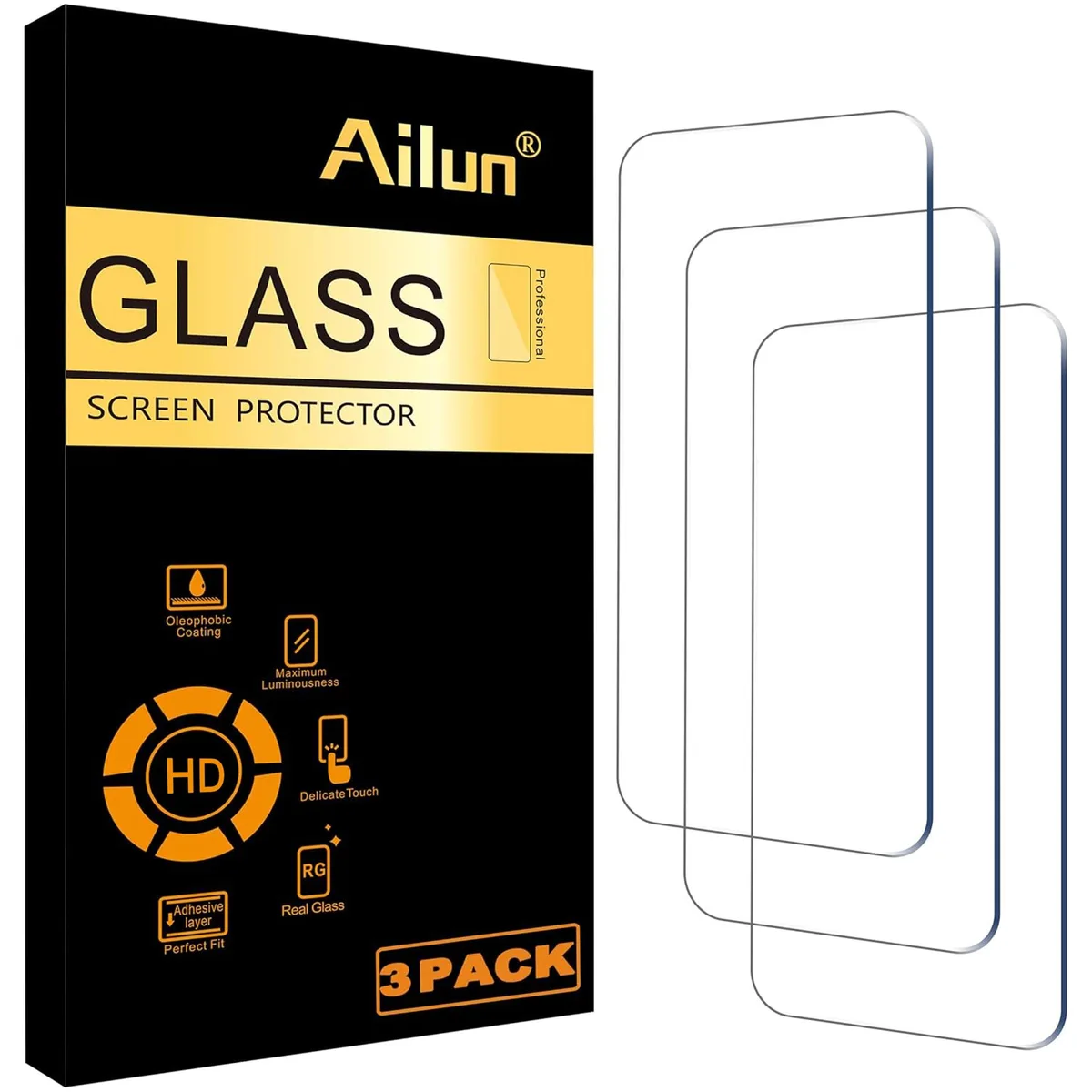  Ailun 3 Pack Screen Protector iPhone 16/15/15 Pro 6.1 Inch 0.33mm — product photo