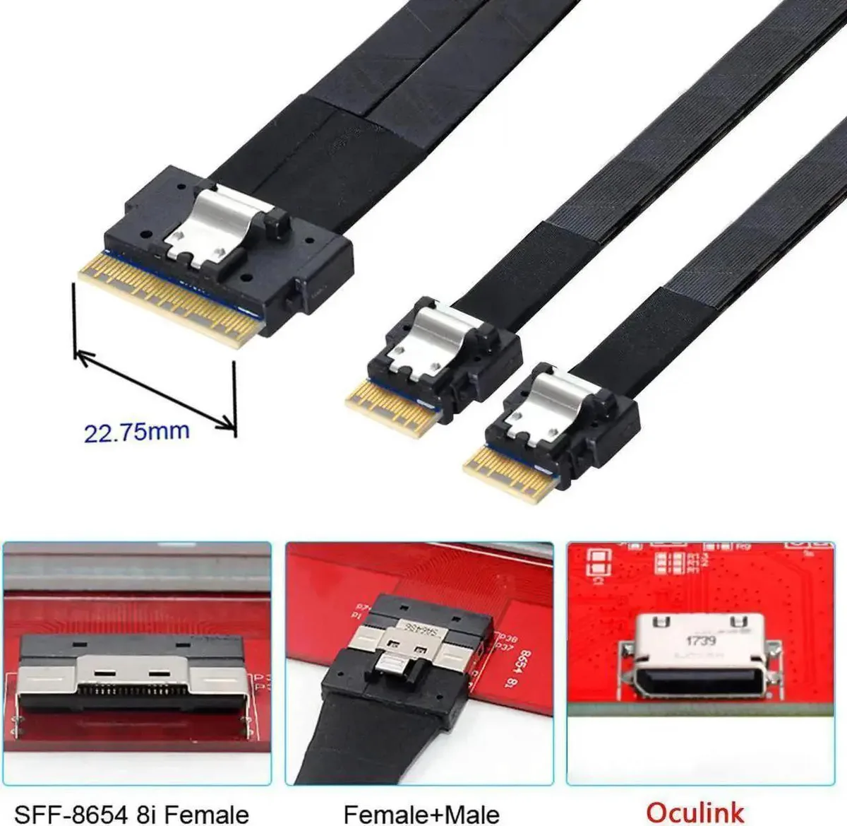 SMUGDESK SMUGDESK SFF8654 8i 74Pin to Dual 4i 38Pin SAS Cable 40cm — product photo