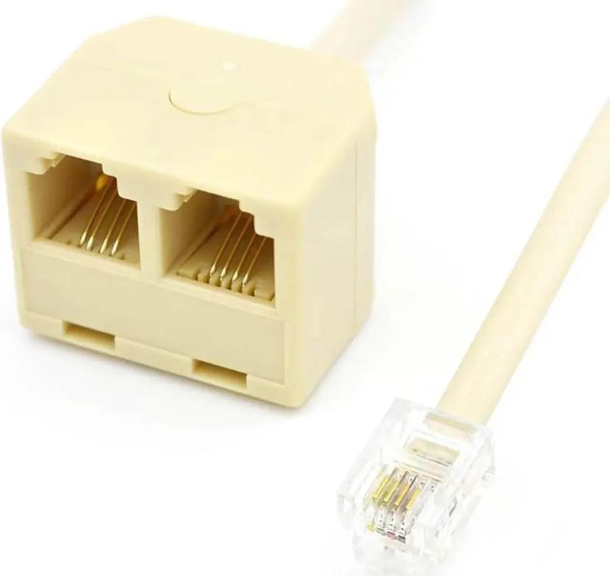 Vszerda Vszerda 6P4CSPL1X2 RJ11 6P4C Male to 2 Female Splitter Cable Beige — product photo