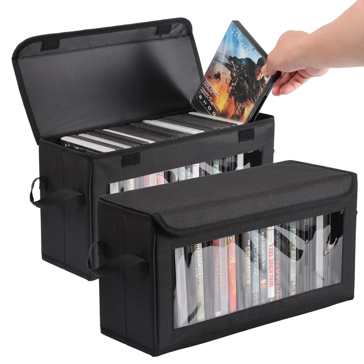  ivomau DVD Solid Shelf Storage Box 2 Pack 15.7 x 5.9 x 7.87 in — product photo