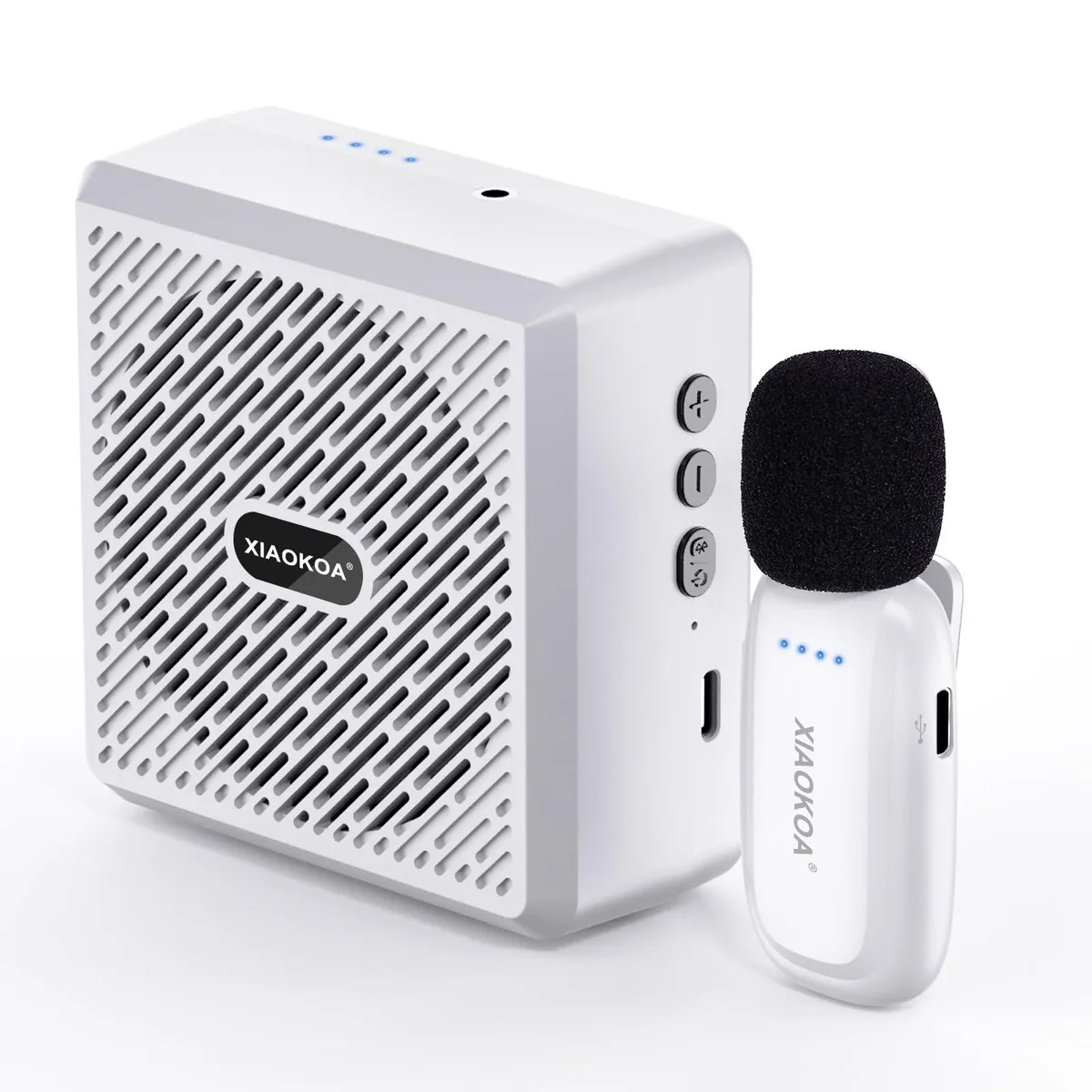 XIAOKOA 2.4G Wireless Lavalier Microphone Amplifier White — product photo