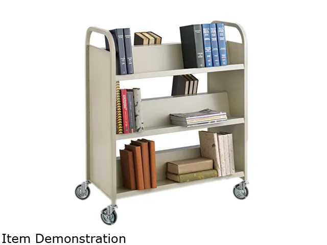 Safco Products Safco Products SAF5357SA office furniture steel slant shelf book cart six shelf 36W 18D 43H sand — product photo