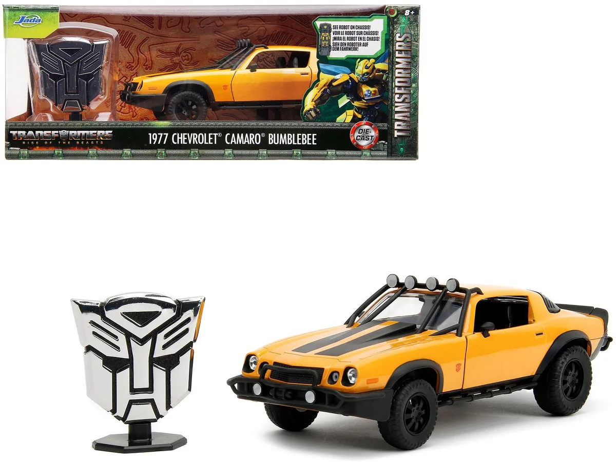 Jada Jada 1977 Chevrolet Camaro Off-Road Bumblebee 1/24 Diecast with Transformers Statue — product photo