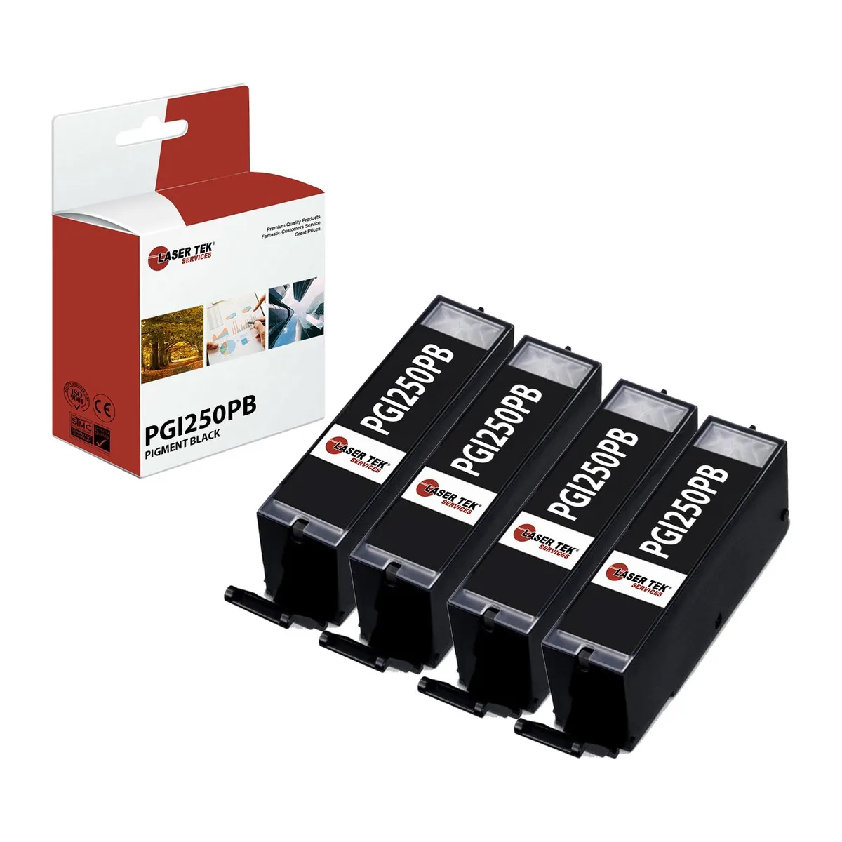 Laser Tek Services Laser Tek Services PGI250PB Pigment Black Ink Cartridge 4 Pack — product photo