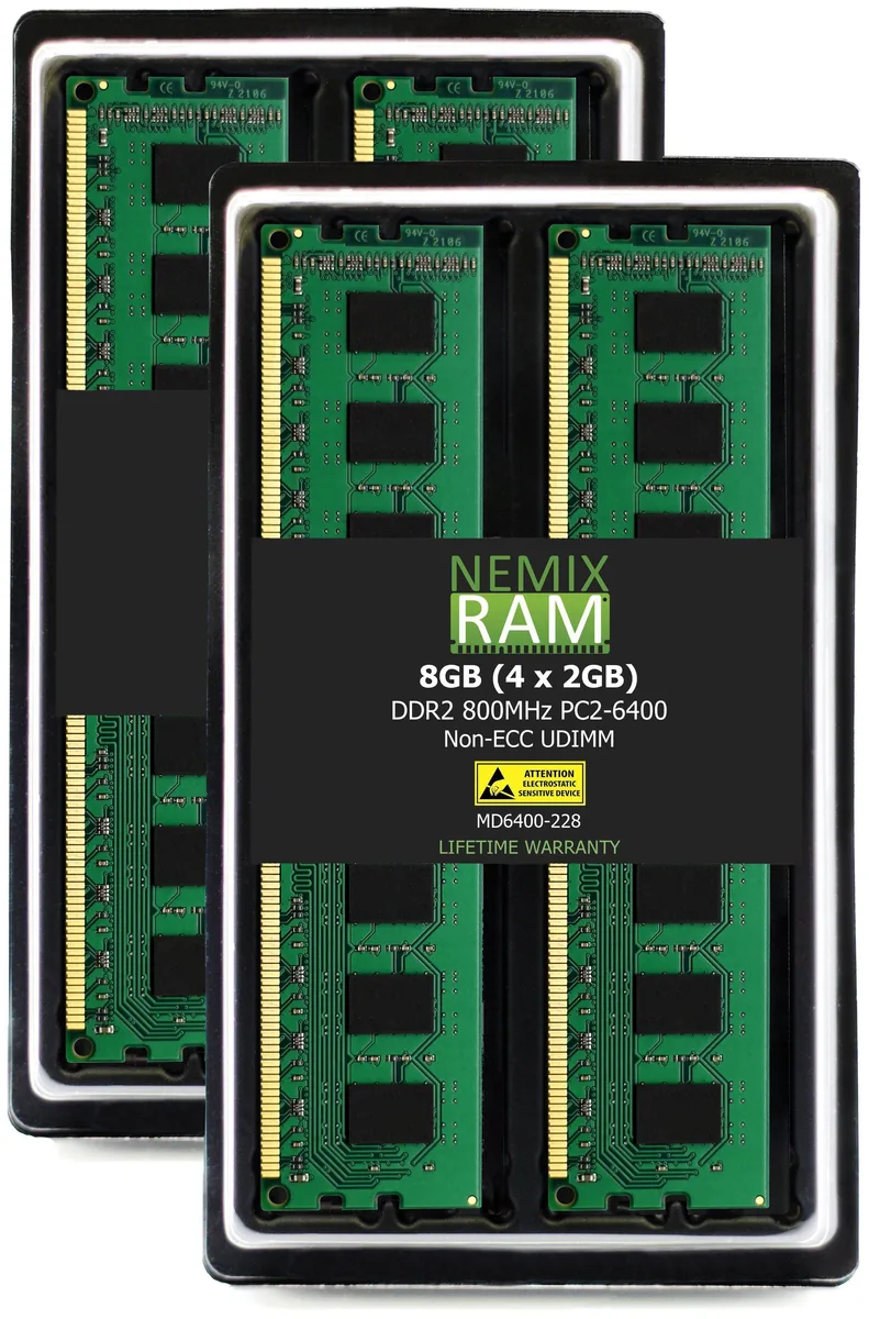 NEMIX RAM NEMIX RAM 8GB (4x2GB) DDR2 800 PC2-6400 CL6 1.8V 240-Pin UDIMM desktop RAM — product photo