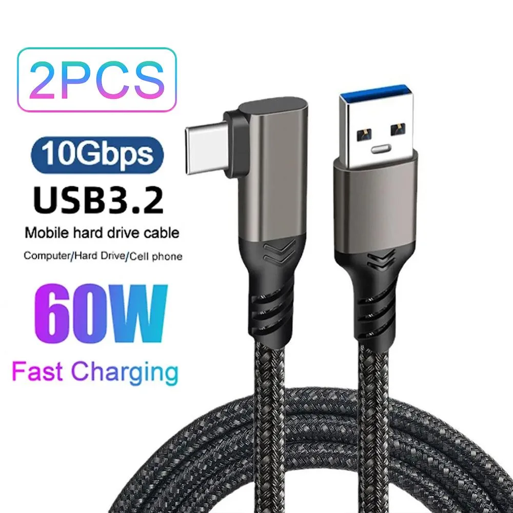 ESTONE ESTONE PQ126 USB A to C 3.2 Gen 2 cable 10Gbps 3A QC 3.0 1.6ft 2-pack black — product photo