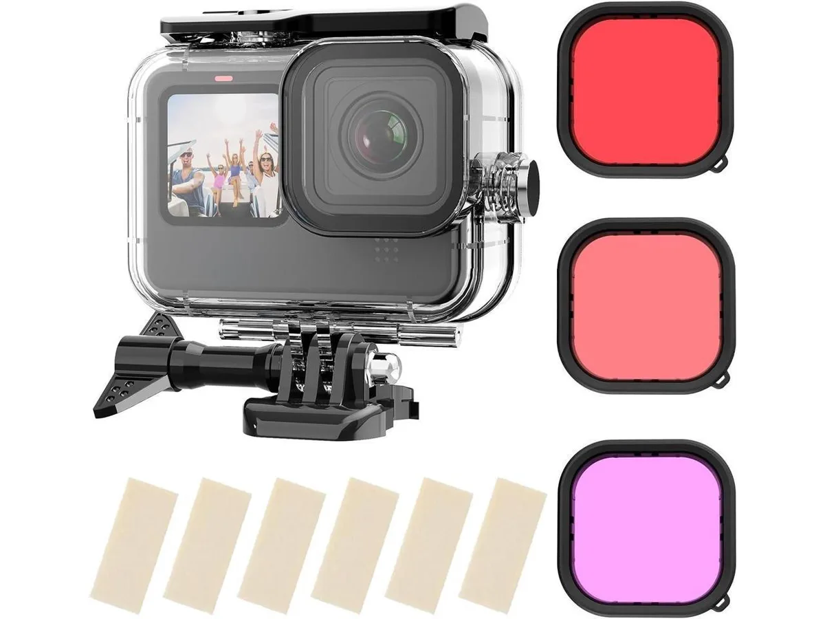 BONAEVER BONAEVER Waterproof Case with 3-Pack Dive Filter for GoPro Hero 13 12 11 10 9 Black — product photo