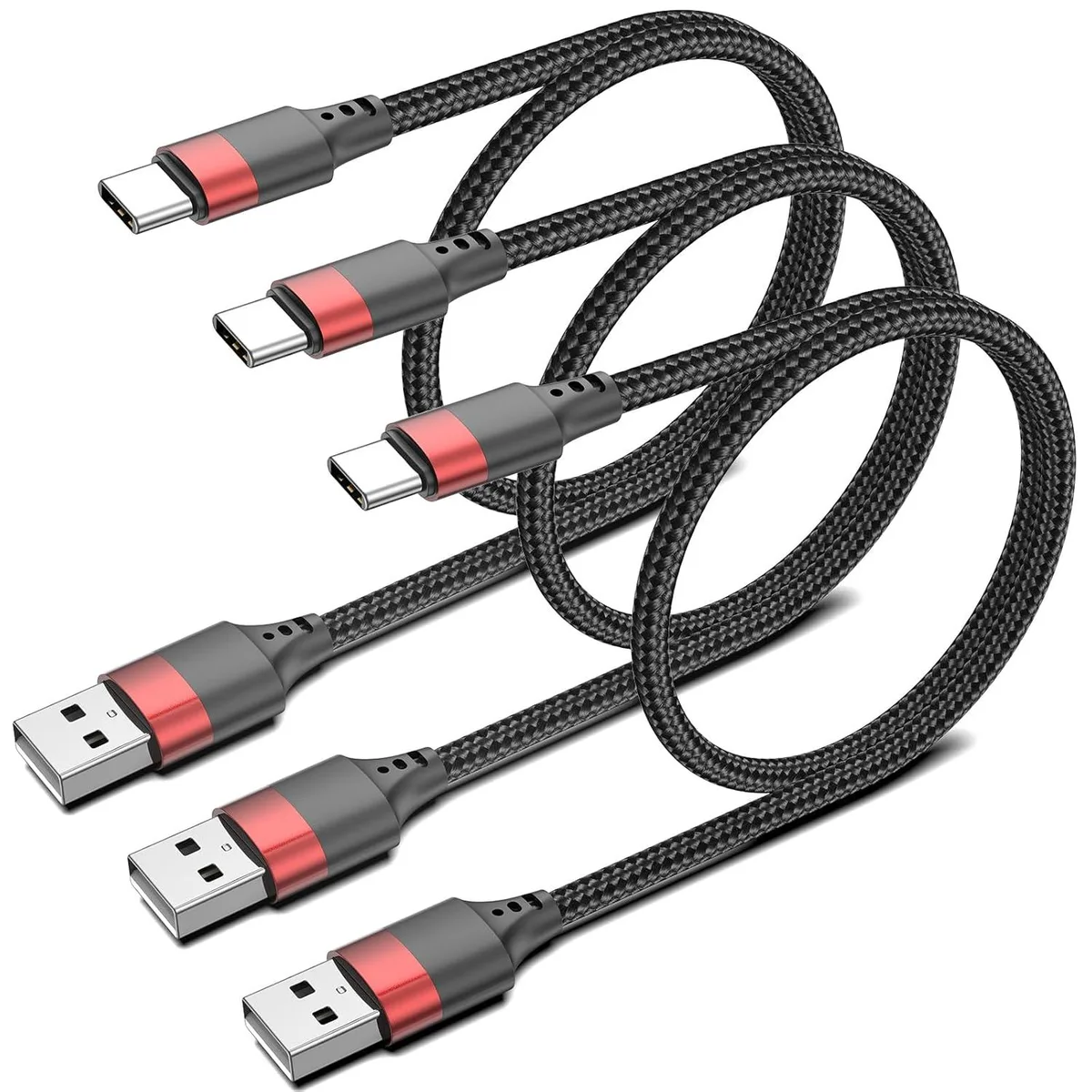 Kootion Kootion USB A to USB C Cable 3 Pack 1.5ft Nylon Braided 3A 480Mbps — product photo