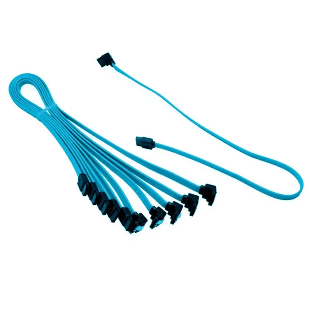HETAI Digital Technology Co.,Ltd HETAI Digital Technology Co.,Ltd 5pcs SATA 3.0 Cable 18" 90 Degree Right Angle Blue — product photo