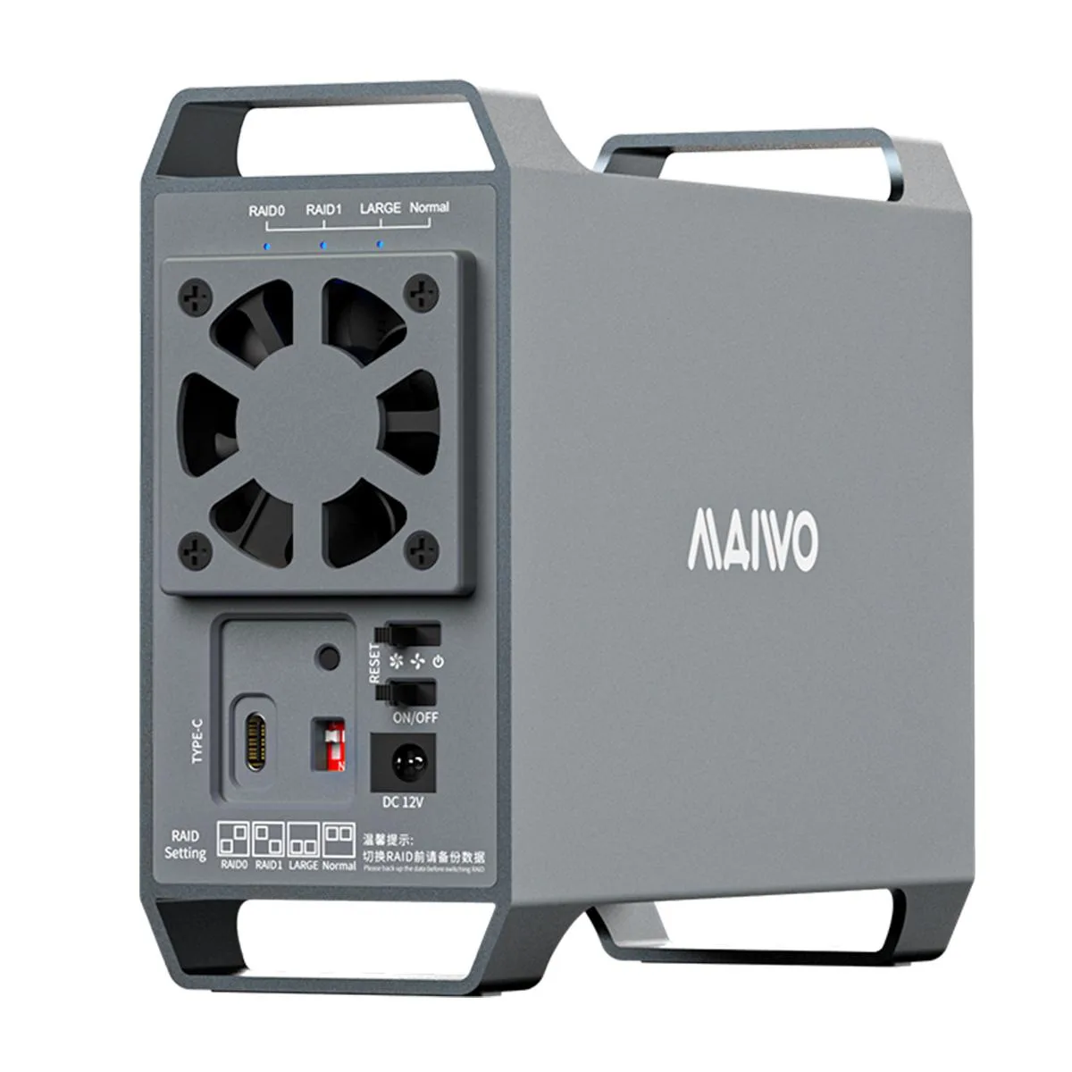 MAIWO MAIWO K35262C Dual Bay 3.5" SATA RAID Enclosure with Fan — product photo