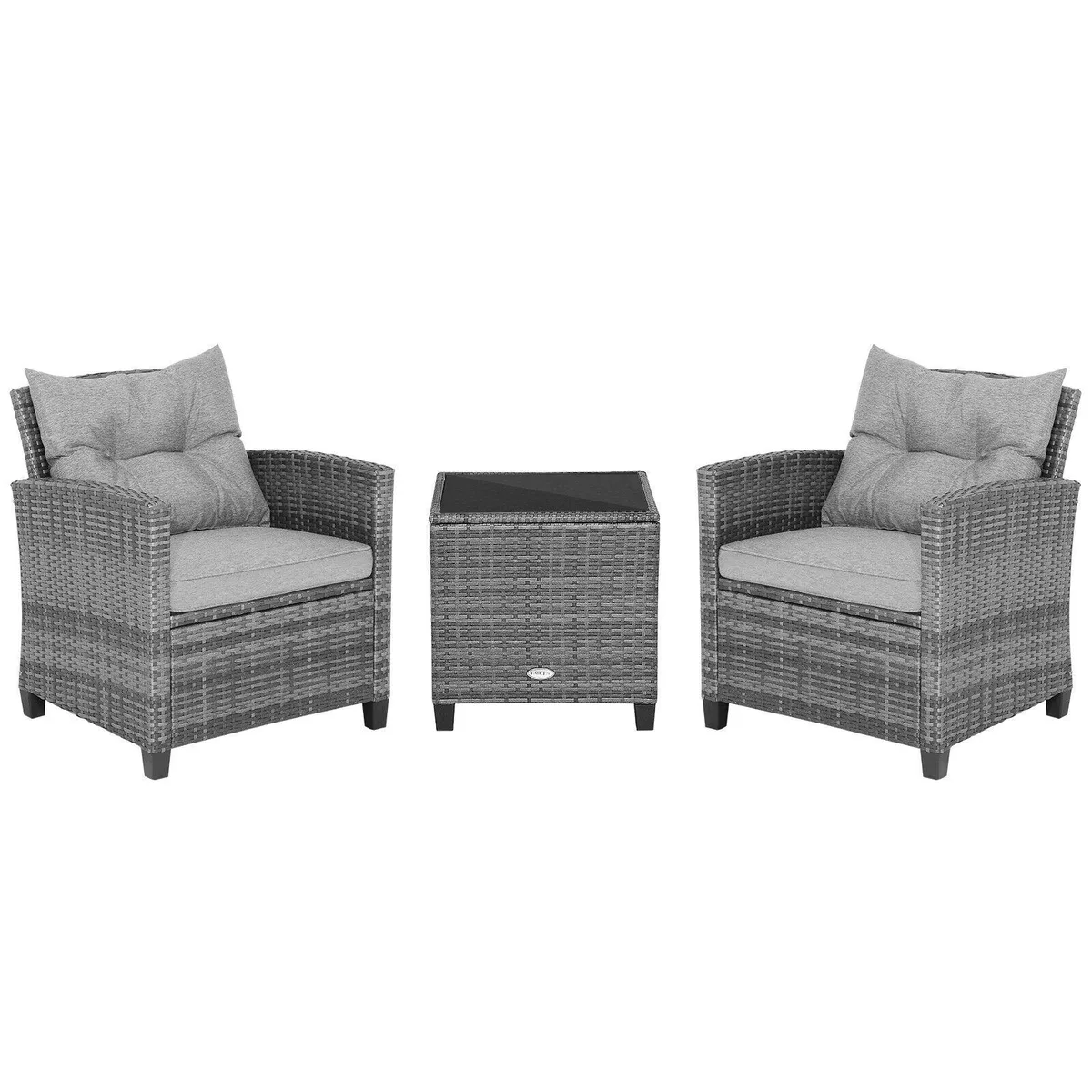 SlickBlue SlickBlue 3-Piece Wicker Conversation Set Grey 26.5" Sofas 19.5" Table — product photo