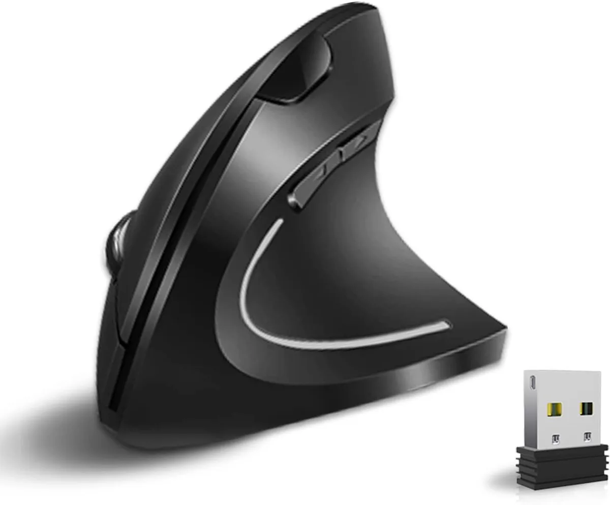 ebest ebest Vertical Wireless Gaming Mouse 800/1200/1600 DPI 6 Buttons Black — product photo