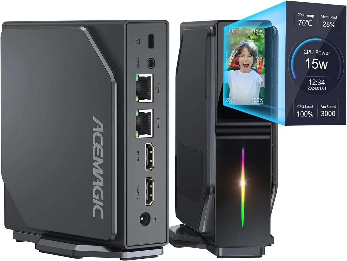ACEMAGIC ACEMAGIC S1 Mini PC Intel N100 16GB 512GB DDR4 NVMe DIY LCD RGB WiFi 6 Bluetooth 5.2 — product photo