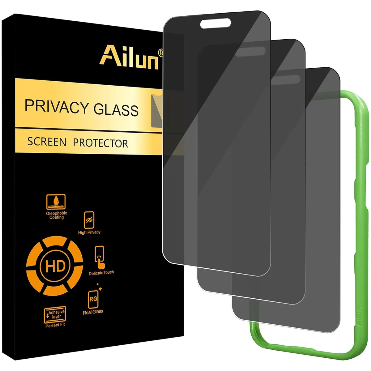  Ailun 3 Pack 360 Degree Privacy Screen Protector iPhone 16 Pro 6.3 inch — product photo