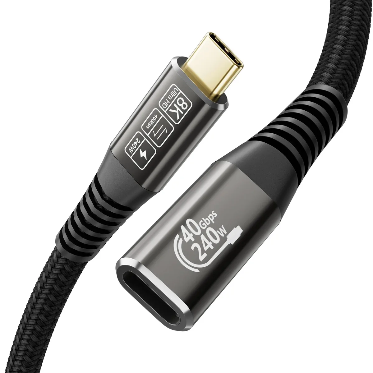 Vszerda Vszerda USB4 Type-C Male-to-Female Extension Cable 1.65Ft 40Gbps 8K@60Hz 240W — product photo