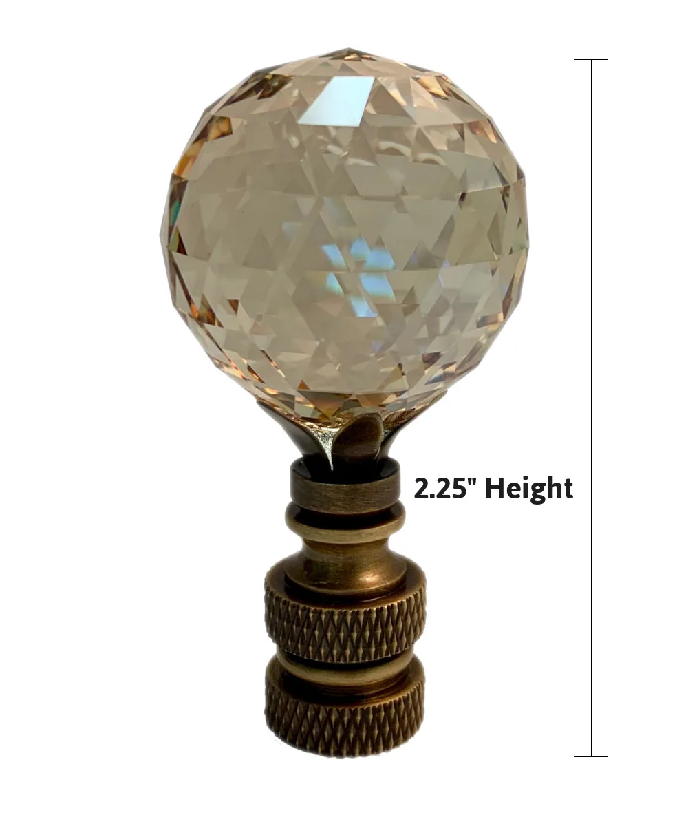 Home Concept Home Concept Faceted Champagne Crystal Ball Lamp Finial Antique Brass 2.25"h — product photo