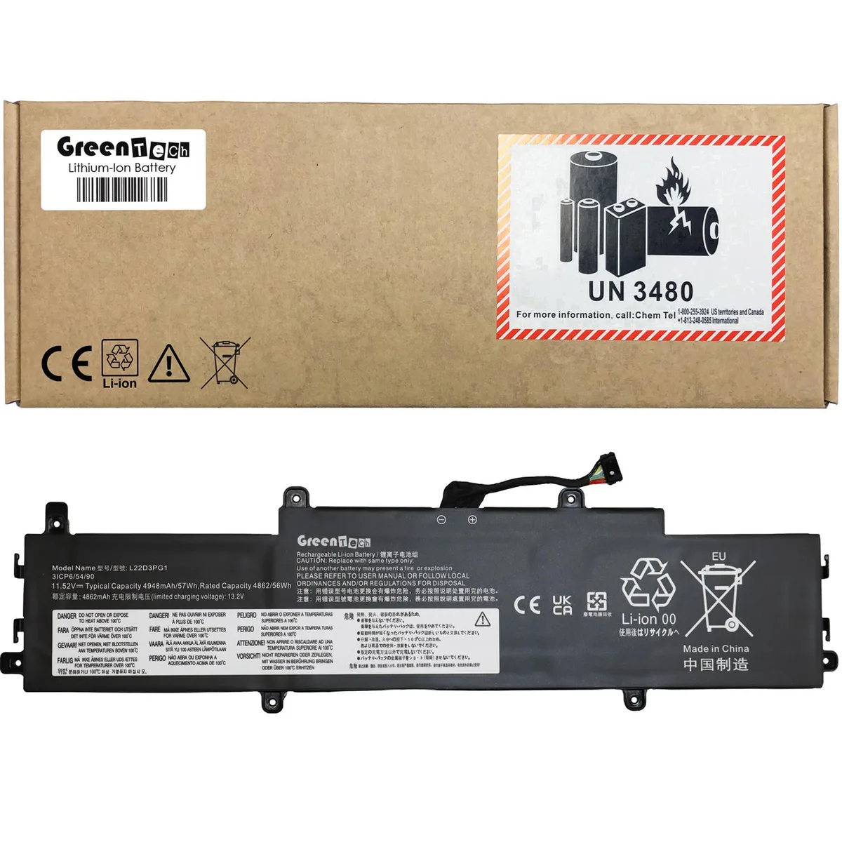 GreenTechLLC GreenTechLLC 5B11K08654 11.52V 57WH laptop battery — product photo