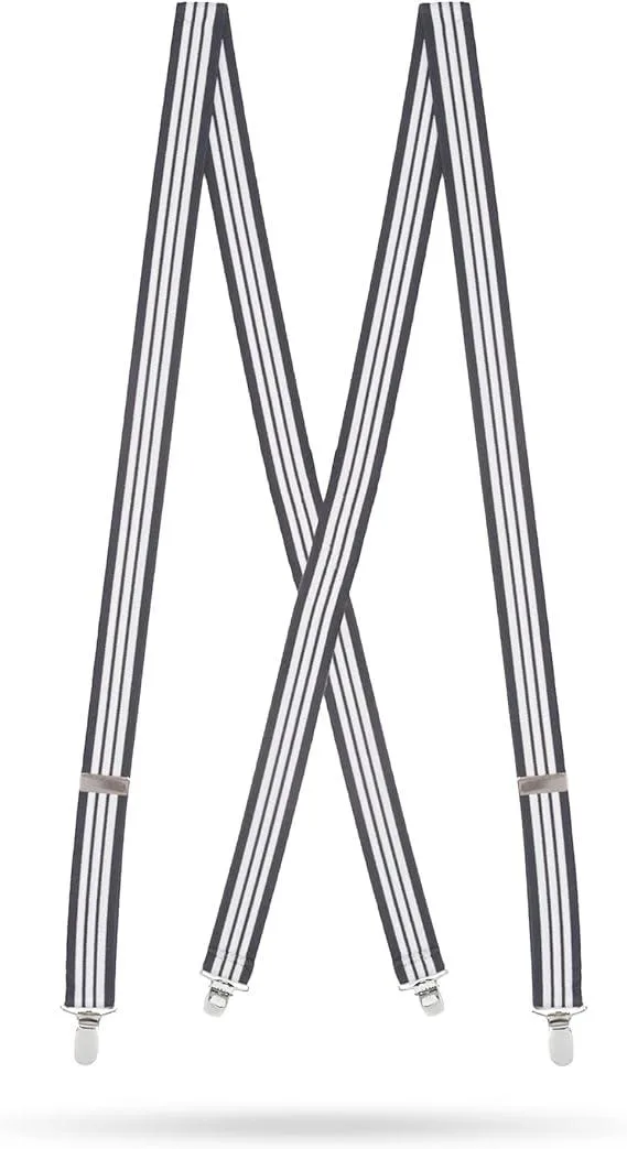 Hold'Em Hold'Em X-Back Suspenders Navy White Stripes 46 — product photo