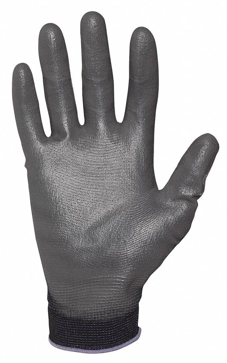 Black polyurethane coated knit gloves palm coverage XL pair