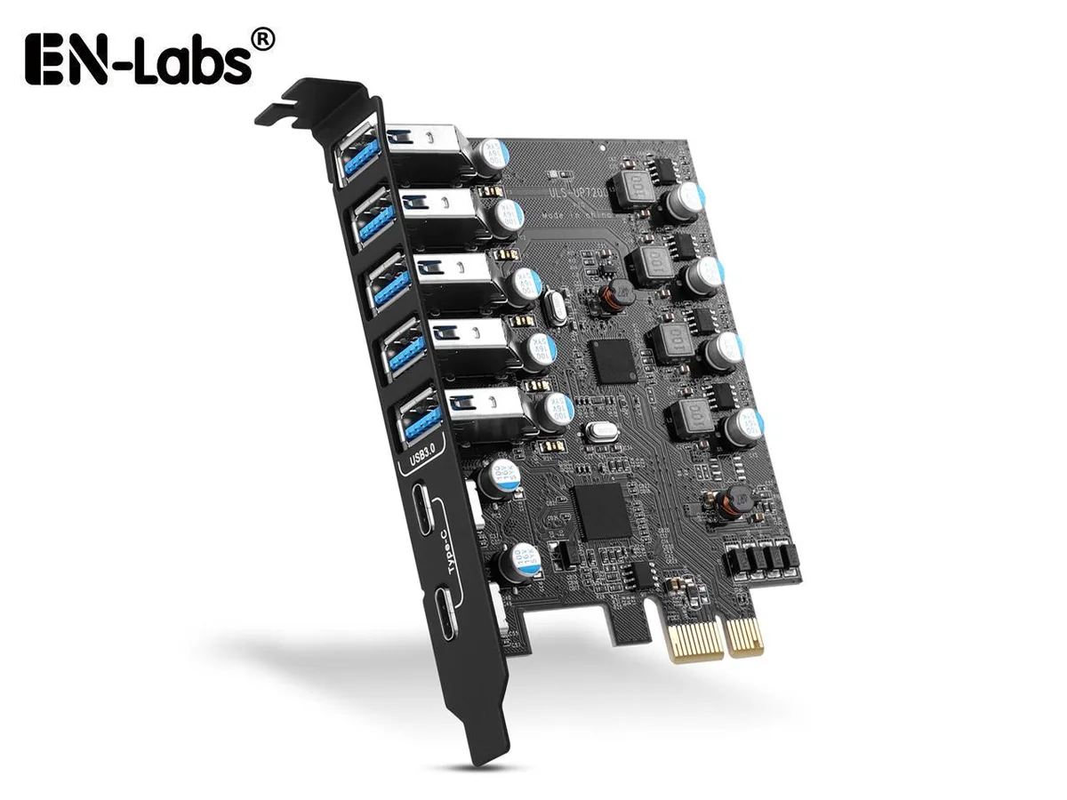 EN-Labs EN-Labs PCI-E to USB 3.0 7-Port Expansion Card (2× USB-C, 5× USB-A) — product photo