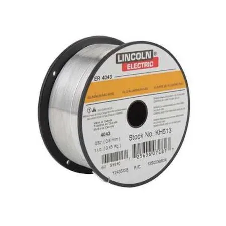 Blue plastic spool holding 1 lb aluminum MIG wire .030 diameter