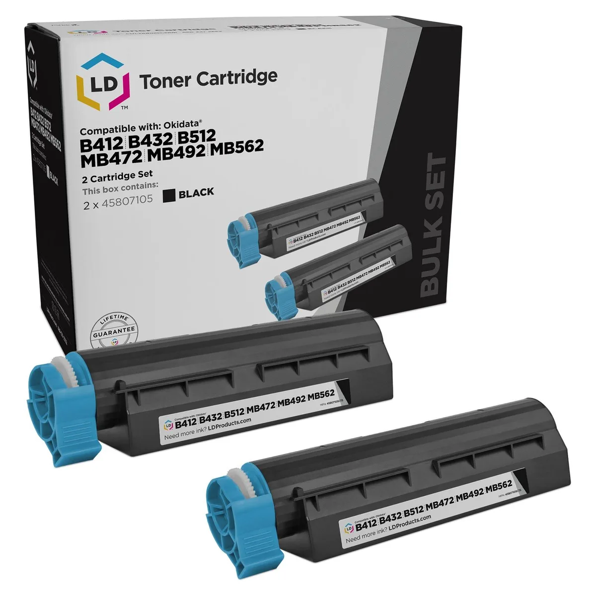 LD Products LD Products Compatible Toner Cartridge for Oki 45807105 Black 2-Pack 7000 Pages — product photo
