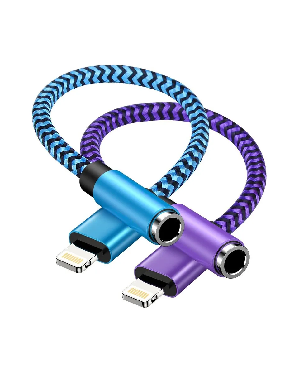  Haoano 2-Pack Lightning to 3.5mm Aux Adapter White — product photo
