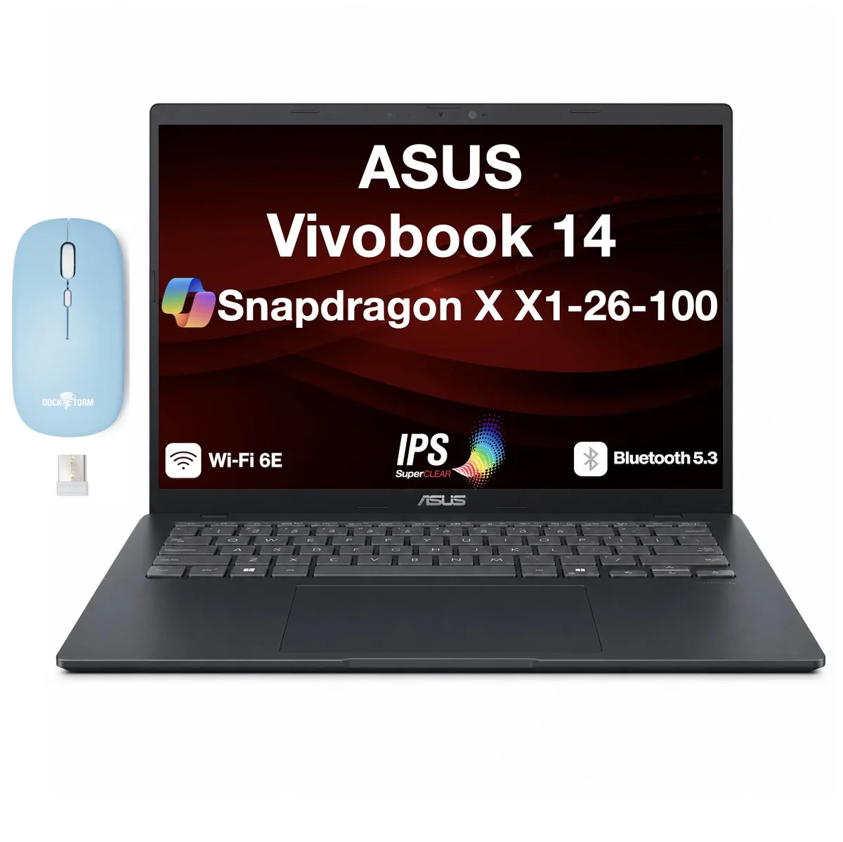 ASUS ASUS Vivobook 14 X1407QA laptop Snapdragon X X1-26-100 16GB LPDDR5X 512GB SSD 14.0" WUXGA Quiet Blue — product photo