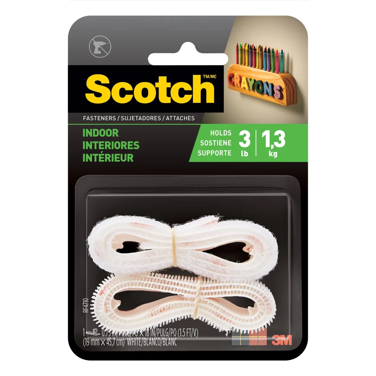 3M 3M Scotch Indoor Fastener Strips 3/4 in x 18 in White RF4710 — product photo