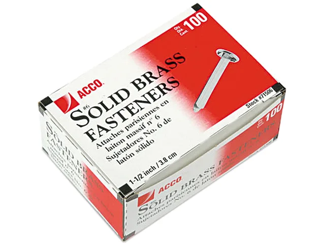 ACCO ACCO 71506 Brass Prong Fasteners 1 1/2" 75 Sheet 100/Box — product photo