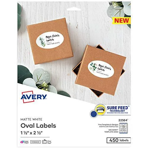 Avery Avery 22564 Oval Labels 1.5 x 2.5 in Matte White 450 Pack — product photo