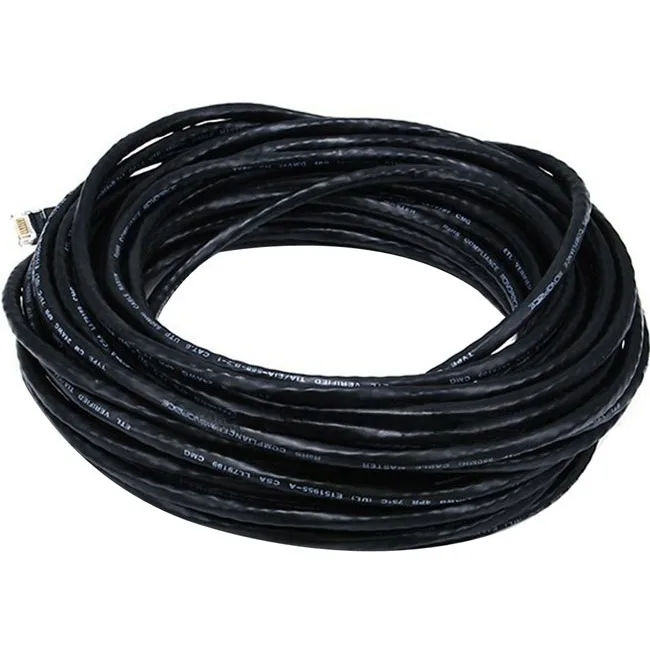Black Cat5e Ethernet patch cable, 15.24 metres long, with snagless RJ45 connectors
