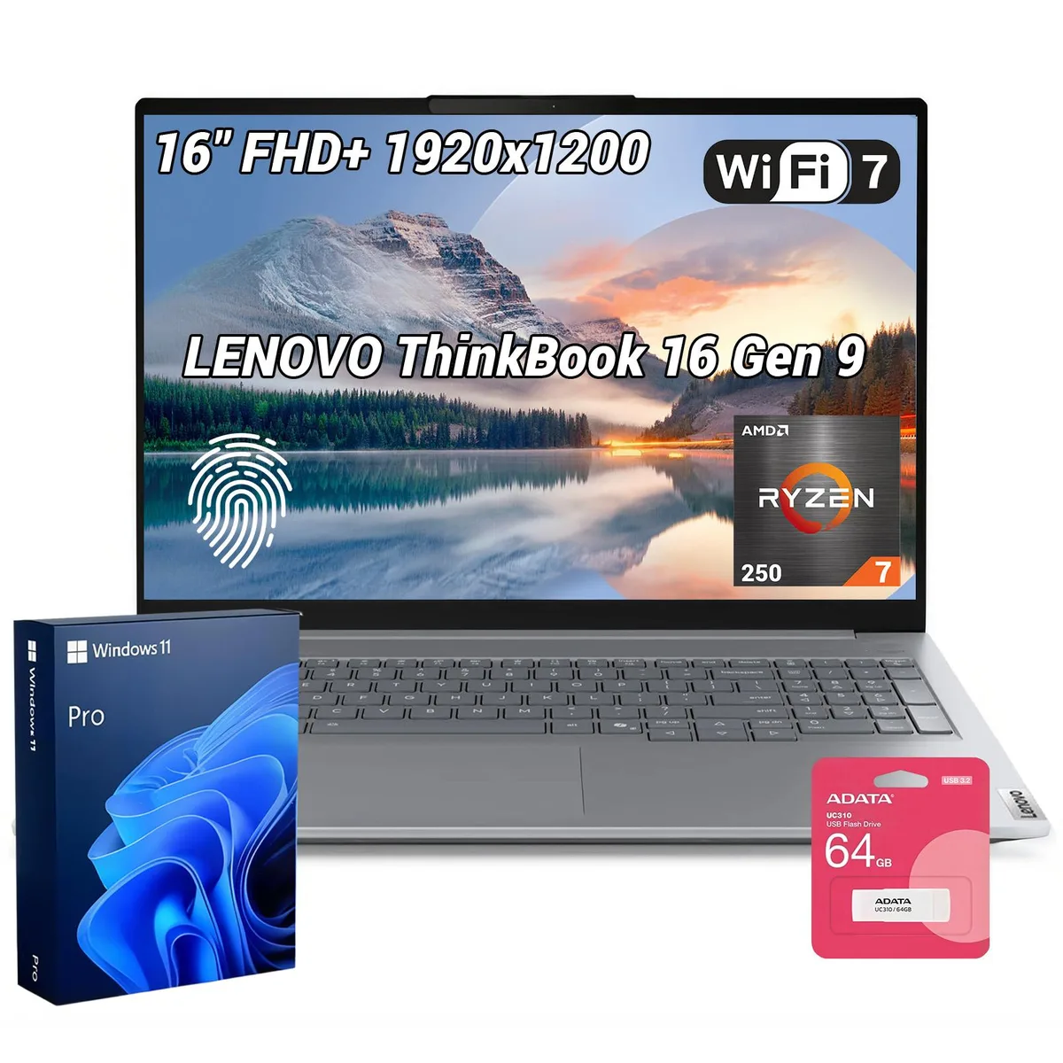 Lenovo Lenovo ThinkBook 16 AMD Ryzen 7 250 64GB DDR5 1TB laptop — product photo