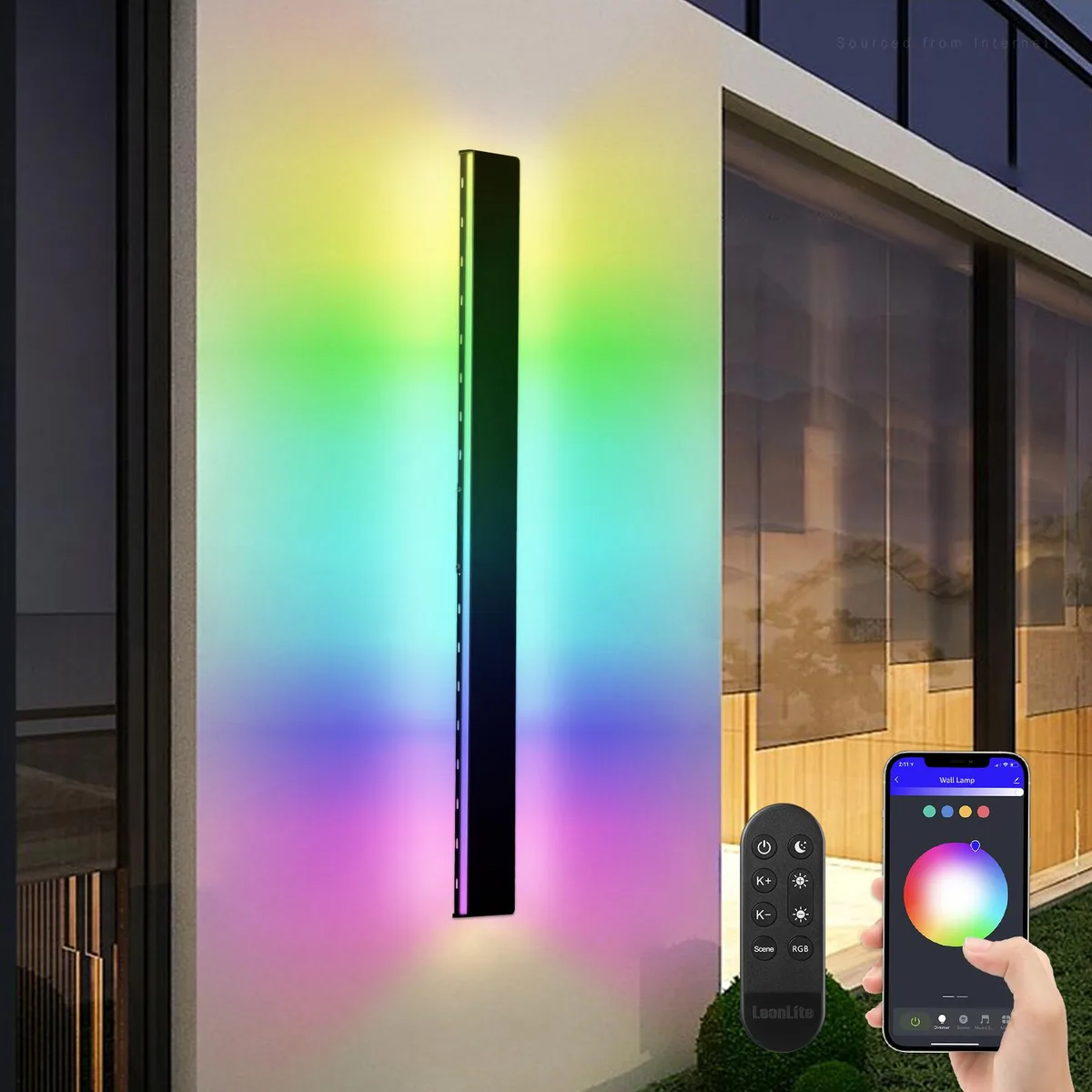 TorchStar LED TorchStar LED 47.25" Smart WiFi LED Wall Sconce 45W RGBCW IP65 Black — product photo
